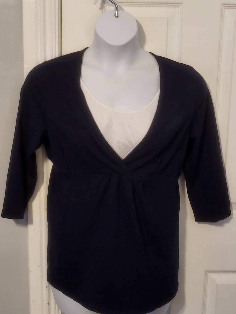 Motherhood Navy V-Neck Layered-Look Tunic Nursing Top